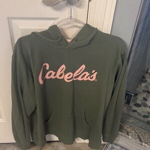 Cabela's Olive Hoodie with Pink Script